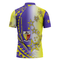 Campione d’Italia Zipper Polo Shirt with Yellow Purple Star Design and Town Crest - Wonder Print Shop