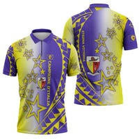 Campione d’Italia Zipper Polo Shirt with Yellow Purple Star Design and Town Crest - Wonder Print Shop