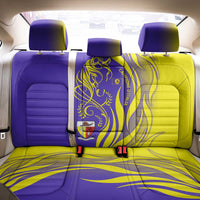 Campione d’Italia Back Car Seat Cover with Yellow Horse Graphic and Purple Flame Crest - Wonder Print Shop