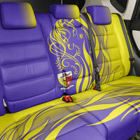Campione d’Italia Back Car Seat Cover with Yellow Horse Graphic and Purple Flame Crest - Wonder Print Shop
