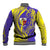 Campione d’Italia Baseball Jacket with Yellow Horse Graphic and Purple Flame Crest - Wonder Print Shop