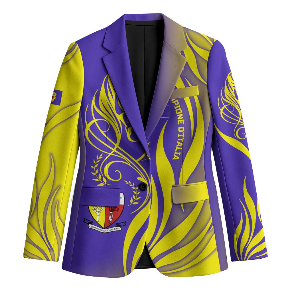 Campione d’Italia Blazer with Yellow Horse Graphic and Purple Flame Crest - Wonder Print Shop