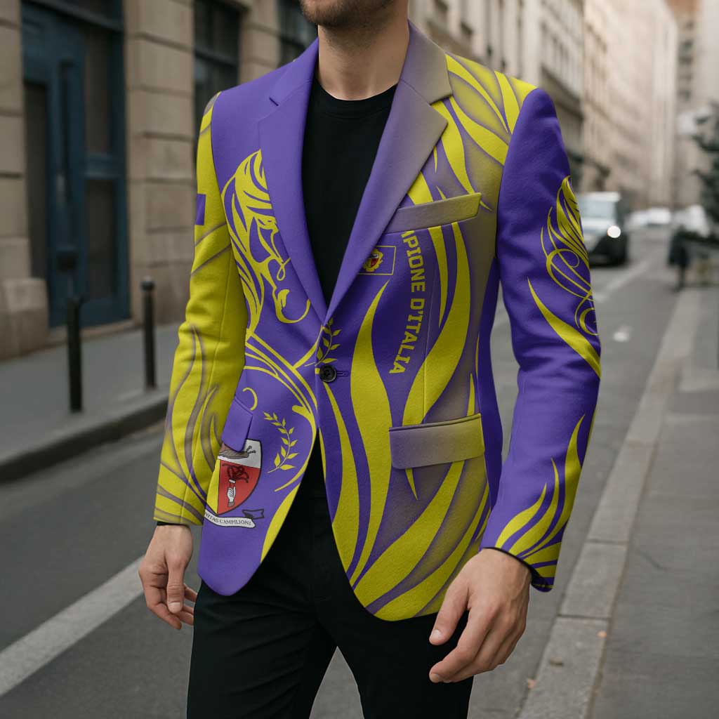 Campione d’Italia Blazer with Yellow Horse Graphic and Purple Flame Crest - Wonder Print Shop