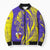 Campione d’Italia Bomber Puffer Jacket with Yellow Horse Graphic and Purple Flame Crest - Wonder Print Shop