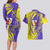 Campione d’Italia Couples Matching Long Sleeve Bodycon Dress and Hawaiian Shirt with Yellow Horse Graphic and Purple Flame Crest - Wonder Print Shop