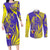 Campione d’Italia Couples Matching Long Sleeve Bodycon Dress and Long Sleeve Button Shirt with Yellow Horse Graphic and Purple Flame Crest - Wonder Print Shop