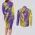 Campione d’Italia Couples Matching Long Sleeve Bodycon Dress and Long Sleeve Button Shirt with Yellow Horse Graphic and Purple Flame Crest - Wonder Print Shop