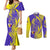 Campione d’Italia Couples Matching Mermaid Dress and Long Sleeve Button Shirt with Yellow Horse Graphic and Purple Flame Crest - Wonder Print Shop