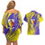 Campione d’Italia Couples Matching Off Shoulder Short Dress and Hawaiian Shirt with Yellow Horse Graphic and Purple Flame Crest - Wonder Print Shop