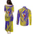 Campione d’Italia Couples Matching Puletasi and Long Sleeve Button Shirt with Yellow Horse Graphic and Purple Flame Crest - Wonder Print Shop