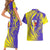 Campione d’Italia Couples Matching Short Sleeve Bodycon Dress and Hawaiian Shirt with Yellow Horse Graphic and Purple Flame Crest - Wonder Print Shop