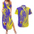 Campione d’Italia Couples Matching Summer Maxi Dress and Hawaiian Shirt with Yellow Horse Graphic and Purple Flame Crest - Wonder Print Shop