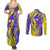 Campione d’Italia Couples Matching Summer Maxi Dress and Long Sleeve Button Shirt with Yellow Horse Graphic and Purple Flame Crest - Wonder Print Shop