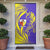 Campione d’Italia Door Cover with Yellow Horse Graphic and Purple Flame Crest - Wonder Print Shop