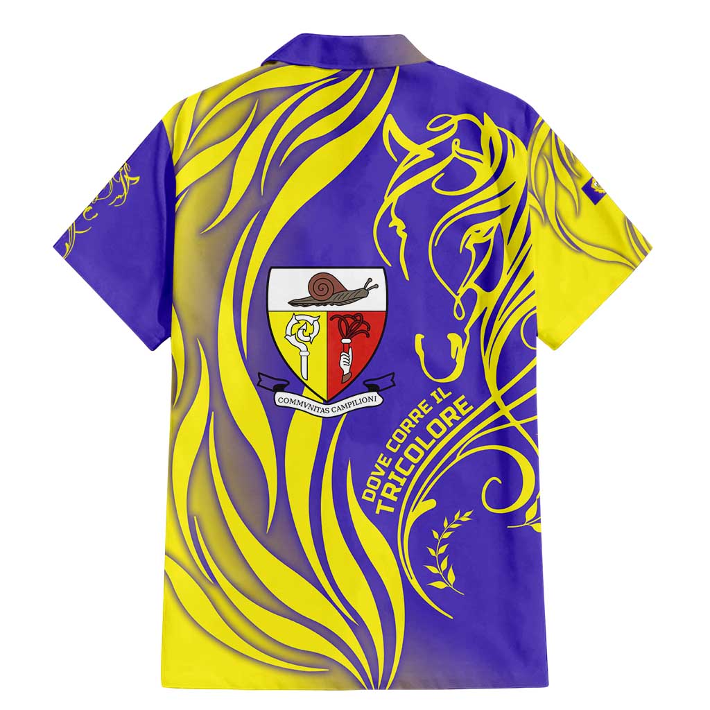 Campione d’Italia Family Matching Mermaid Dress and Hawaiian Shirt with Yellow Horse Graphic and Purple Flame Crest - Wonder Print Shop