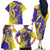 Campione d’Italia Family Matching Off The Shoulder Long Sleeve Dress and Hawaiian Shirt with Yellow Horse Graphic and Purple Flame Crest - Wonder Print Shop