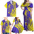 Campione d’Italia Family Matching Off Shoulder Maxi Dress and Hawaiian Shirt with Yellow Horse Graphic and Purple Flame Crest - Wonder Print Shop
