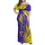 Campione d’Italia Family Matching Off Shoulder Maxi Dress and Hawaiian Shirt with Yellow Horse Graphic and Purple Flame Crest - Wonder Print Shop