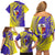 Campione d’Italia Family Matching Off Shoulder Short Dress and Hawaiian Shirt with Yellow Horse Graphic and Purple Flame Crest - Wonder Print Shop