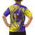 Campione d’Italia Family Matching Short Sleeve Bodycon Dress and Hawaiian Shirt with Yellow Horse Graphic and Purple Flame Crest - Wonder Print Shop