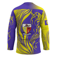 Campione d’Italia Hockey Jersey with Yellow Horse Graphic and Purple Flame Crest - Wonder Print Shop