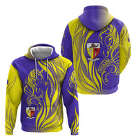 Campione d’Italia Hoodie with Yellow Horse Graphic and Purple Flame Crest - Wonder Print Shop