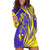 Campione d’Italia Hoodie Dress with Yellow Horse Graphic and Purple Flame Crest - Wonder Print Shop