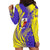 Campione d’Italia Hoodie Dress with Yellow Horse Graphic and Purple Flame Crest - Wonder Print Shop