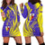 Campione d’Italia Hoodie Dress with Yellow Horse Graphic and Purple Flame Crest - Wonder Print Shop