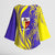 Campione d’Italia Kimono Sleeve Blouse with Yellow Horse Graphic and Purple Flame Crest - Wonder Print Shop