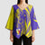 Campione d’Italia Kimono Sleeve Blouse with Yellow Horse Graphic and Purple Flame Crest - Wonder Print Shop