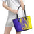 Campione d’Italia Leather Tote Bag with Yellow Horse Graphic and Purple Flame Crest - Wonder Print Shop