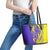 Campione d’Italia Leather Tote Bag with Yellow Horse Graphic and Purple Flame Crest - Wonder Print Shop