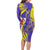 Campione d’Italia Long Sleeve Bodycon Dress with Yellow Horse Graphic and Purple Flame Crest - Wonder Print Shop