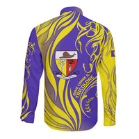 Campione d’Italia Long Sleeve Button Shirt with Yellow Horse Graphic and Purple Flame Crest - Wonder Print Shop