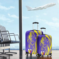 Campione d’Italia Luggage Cover with Yellow Horse Graphic and Purple Flame Crest - Wonder Print Shop