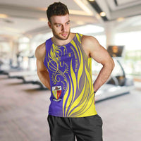Campione d’Italia Men Tank Top with Yellow Horse Graphic and Purple Flame Crest - Wonder Print Shop