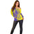 Campione d’Italia Off Shoulder Sweater with Yellow Horse Graphic and Purple Flame Crest - Wonder Print Shop