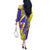 Campione d’Italia Off The Shoulder Long Sleeve Dress with Yellow Horse Graphic and Purple Flame Crest - Wonder Print Shop