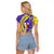 Campione d’Italia Raglan Cropped T Shirt with Yellow Horse Graphic and Purple Flame Crest - Wonder Print Shop