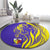 Campione d’Italia Round Carpet with Yellow Horse Graphic and Purple Flame Crest - Wonder Print Shop