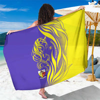 Campione d’Italia Sarong with Yellow Horse Graphic and Purple Flame Crest - Wonder Print Shop