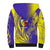 Campione d’Italia Sherpa Hoodie with Yellow Horse Graphic and Purple Flame Crest - Wonder Print Shop