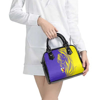 Campione d’Italia Shoulder Handbag with Yellow Horse Graphic and Purple Flame Crest - Wonder Print Shop