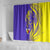 Campione d’Italia Shower Curtain with Yellow Horse Graphic and Purple Flame Crest - Wonder Print Shop