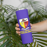 Campione d’Italia Skinny Tumbler with Yellow Horse Graphic and Purple Flame Crest - Wonder Print Shop