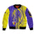 Campione d’Italia Sleeve Zip Bomber Jacket with Yellow Horse Graphic and Purple Flame Crest - Wonder Print Shop