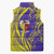 Campione d’Italia Sleeveless Puffer Jacket with Yellow Horse Graphic and Purple Flame Crest - Wonder Print Shop