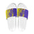 Campione d’Italia Slide Sandals with Yellow Horse Graphic and Purple Flame Crest - Wonder Print Shop