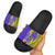 Campione d’Italia Slide Sandals with Yellow Horse Graphic and Purple Flame Crest - Wonder Print Shop